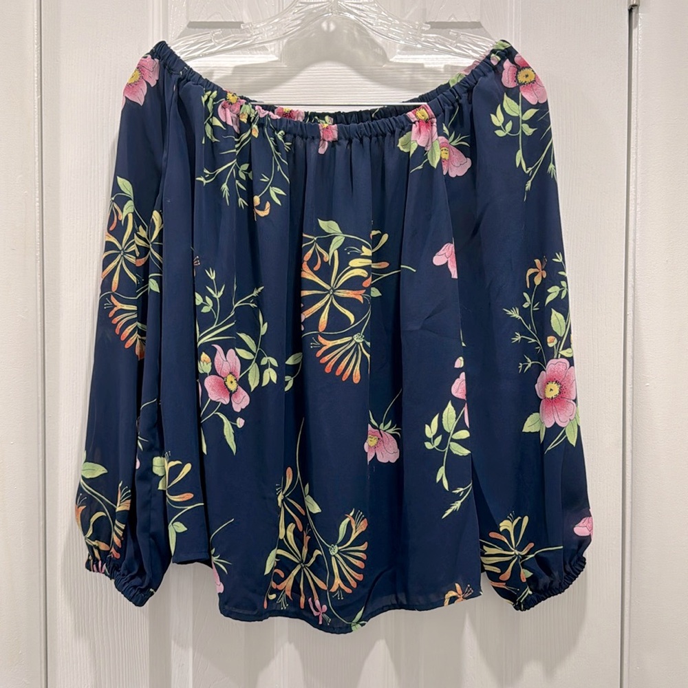 Gap Long Sleeve Floral Print Off-Shoulder Top